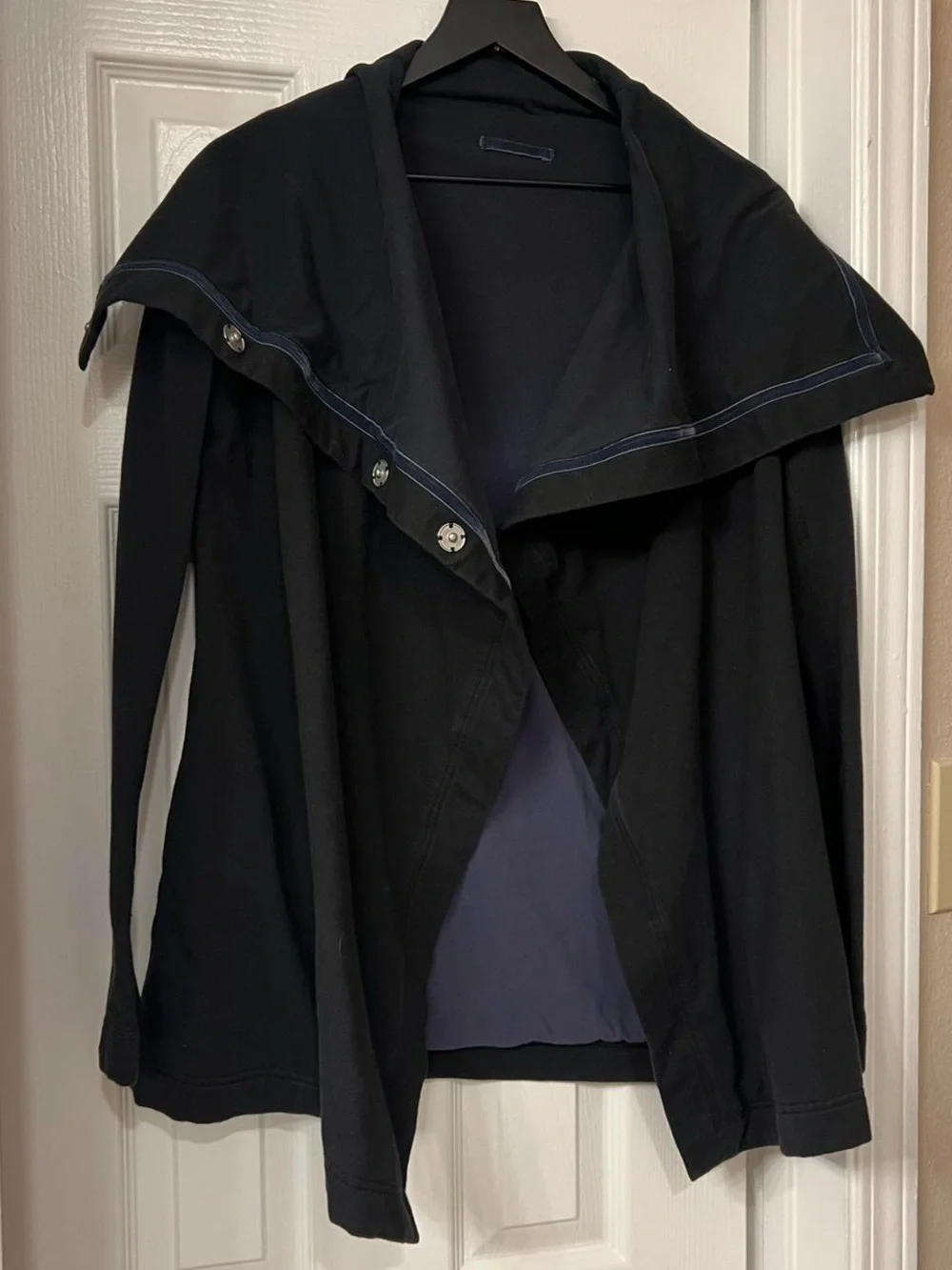 lululemon athletica Black Cape-Style Jacket with Navy Lining
